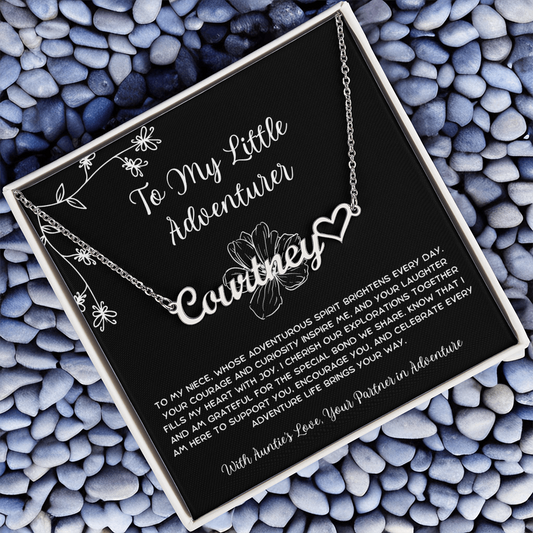 To My Little Adventurer - From Aunt to Niece Heart Name Necklace