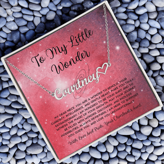To My Little Wonder - From Aunt to Niece Heart Name Necklace