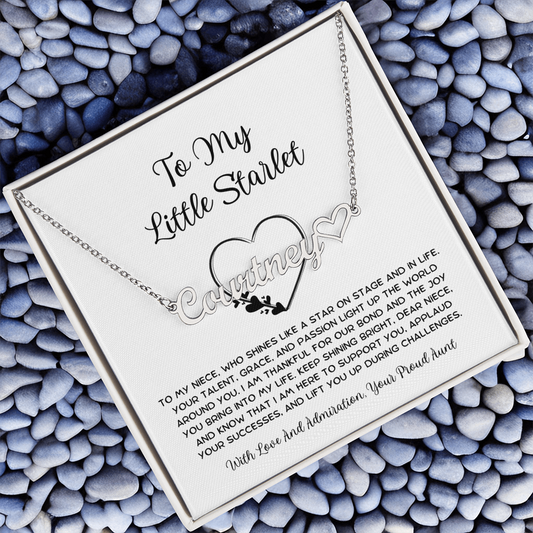 To My Little Starlet - From Aunt to Niece Heart Name Necklace