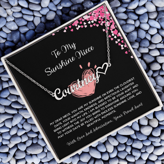 To My Sunshine Niece - From Aunt to Niece Heart Name Necklace