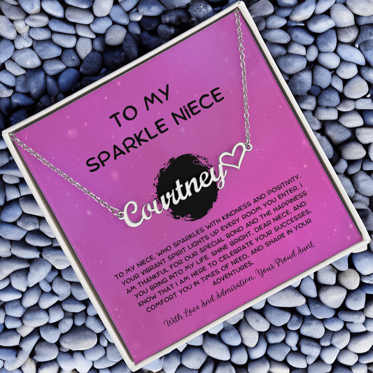To My Sparkle Niece - From Aunt to Niece Heart Name Necklace