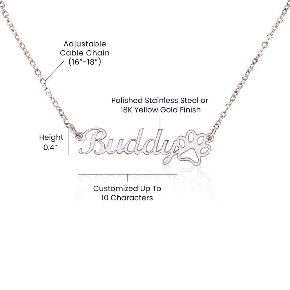 To My Braveheart Niece - From Aunt to Niece Paw Print Name Necklace