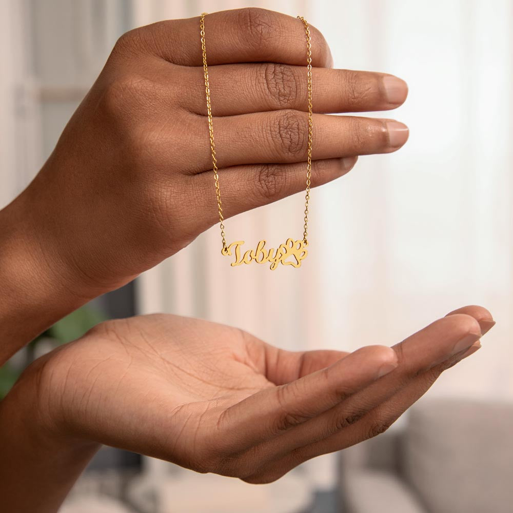 To My Little Adventurer - From Aunt to Niece Paw Print Name Necklace