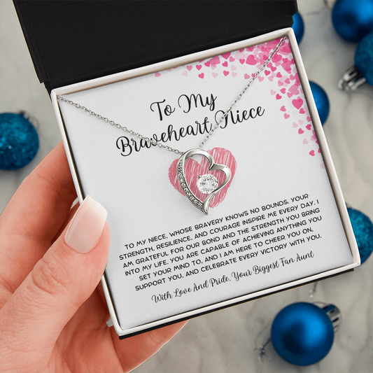To My Braveheart Niece - From Aunt to Niece Forever Love Necklace