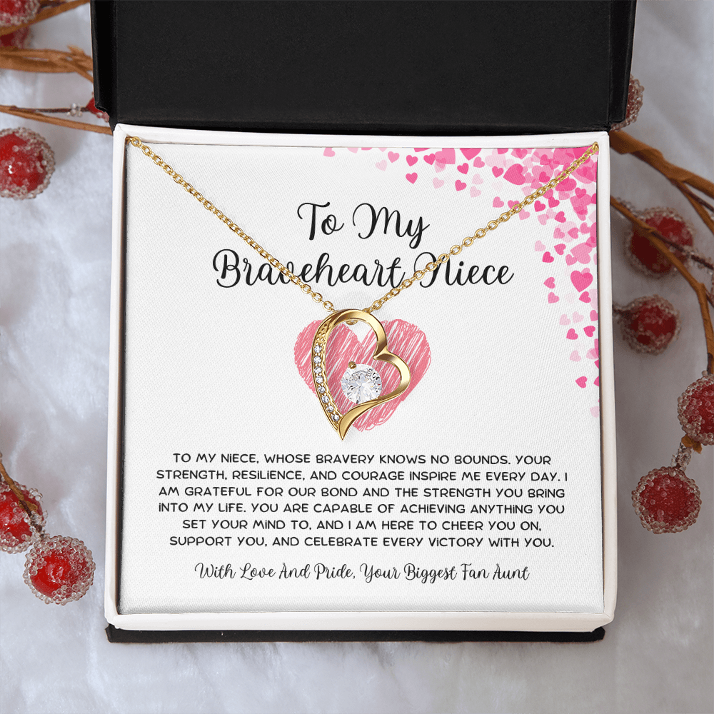 To My Braveheart Niece - From Aunt to Niece Forever Love Necklace
