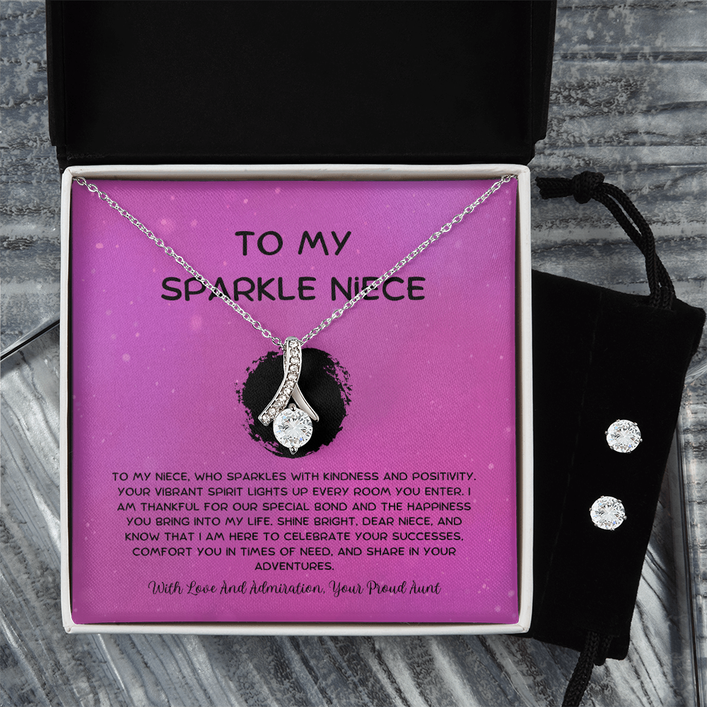 To My Sparkle Niece - From Aunt to Niece Alluring Beauty Necklace With Earrings