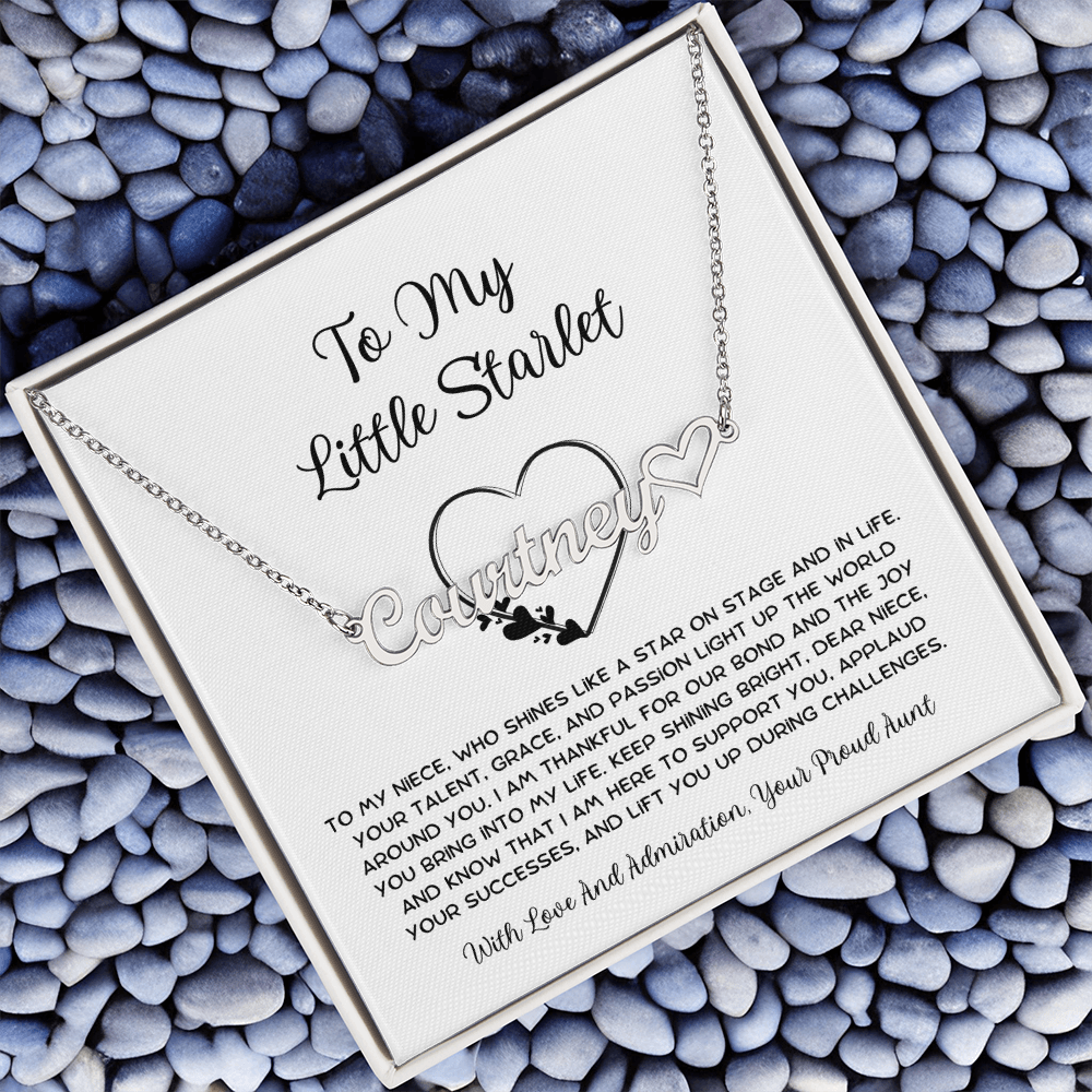 To My Little Starlet - From Aunt to Niece Heart Name Necklace