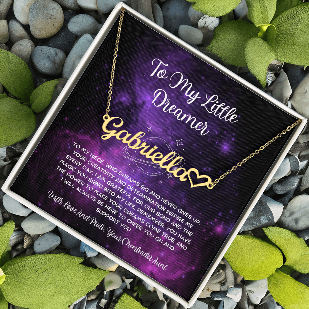 To My Little Dreamer - From Aunt to Niece Heart Name Necklace