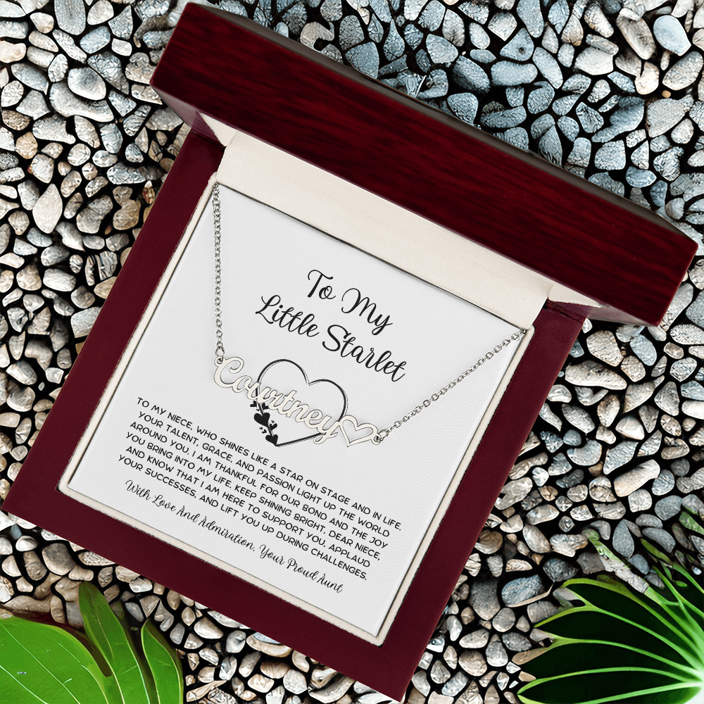 To My Little Starlet - From Aunt to Niece Heart Name Necklace